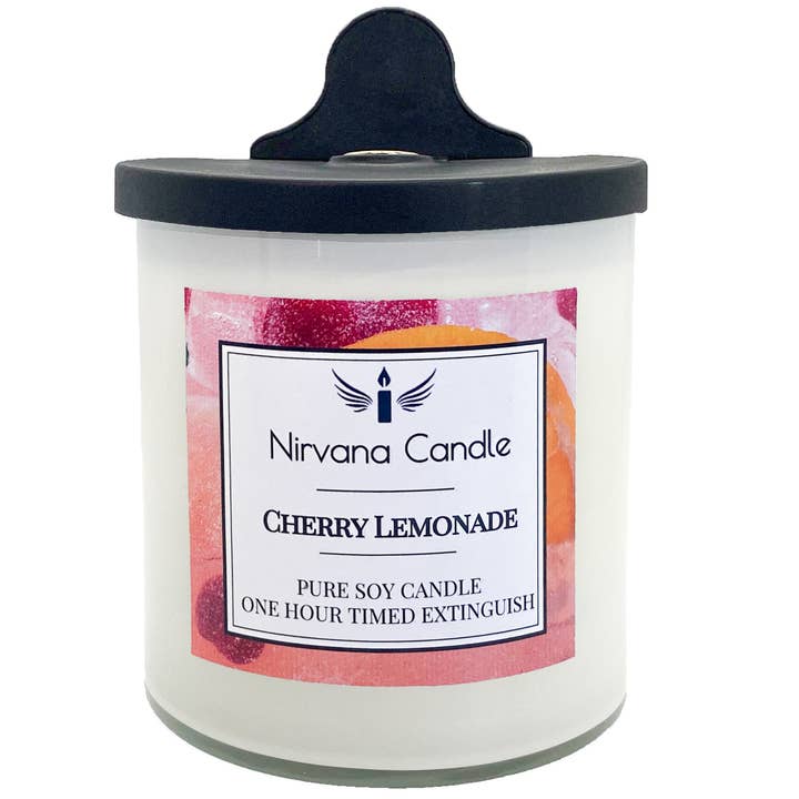 Nirvana Candle - Vente Bougie en bocal - Bougie auto-extinguible limonade cerise