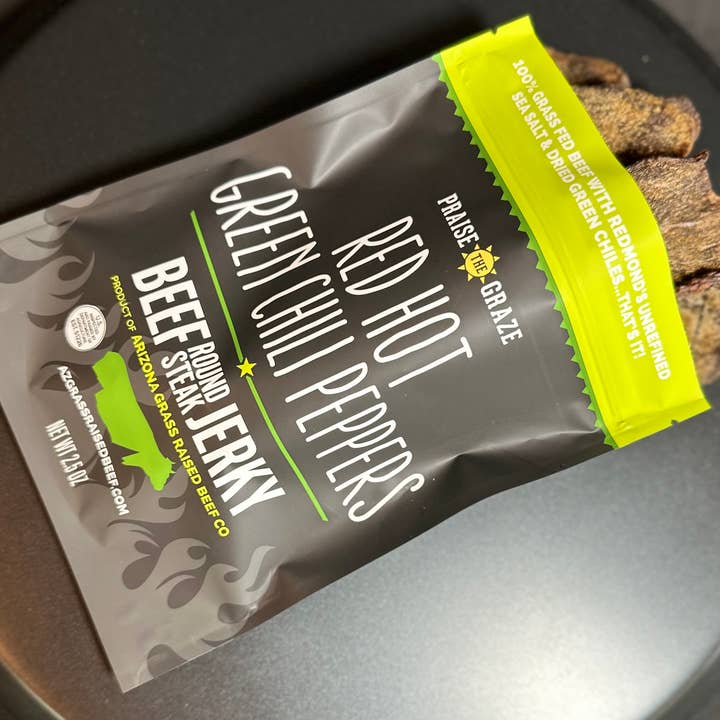 Arizona Grass Raised Beef Jerky and Tallow - Wholesale Jerky - Red Hot Green Chili - Grass Fed Beef Jerky