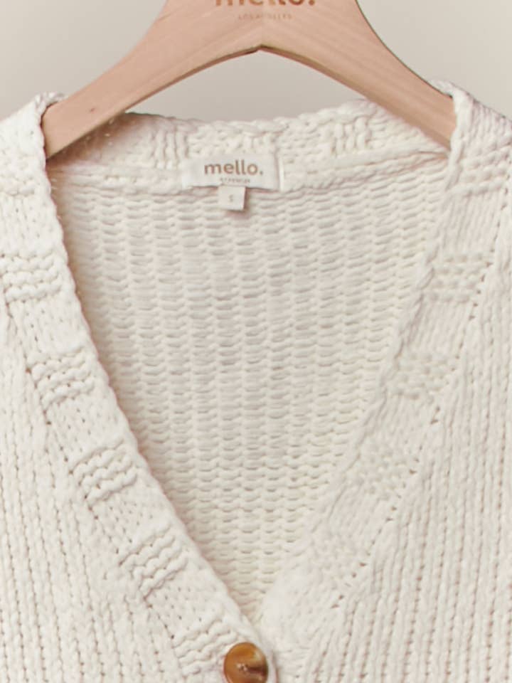 Ivory Sunflower Embroidered V Neck Cardigan for wholesale on Faire2