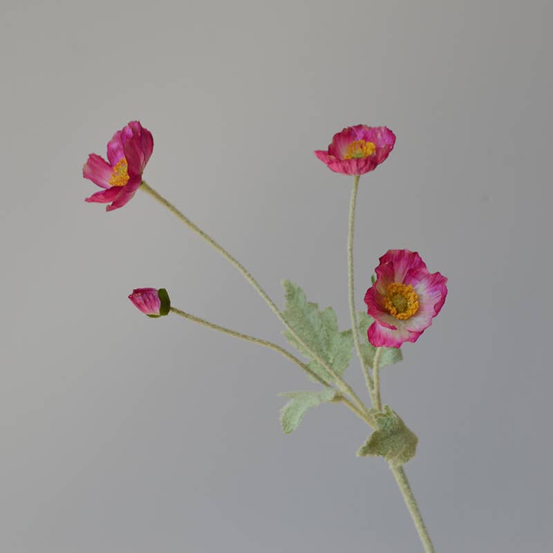 Sweet Home Deco - Wholesale Artificial Flowers - 22'' Single Flocked Floral Poppy Spay, Colorful Silk Poppies5