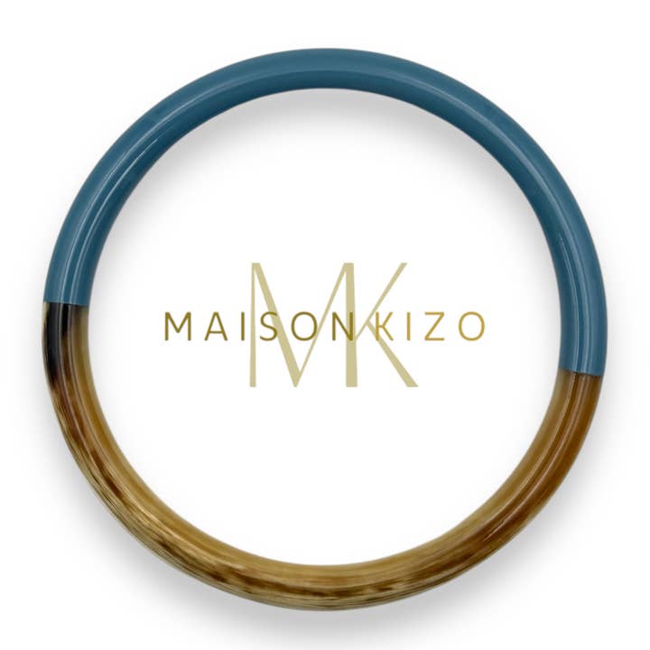 Pulseira laqueada em chifre de búfalo Azul Pato 6mm por atacado de MAISON KIZO
