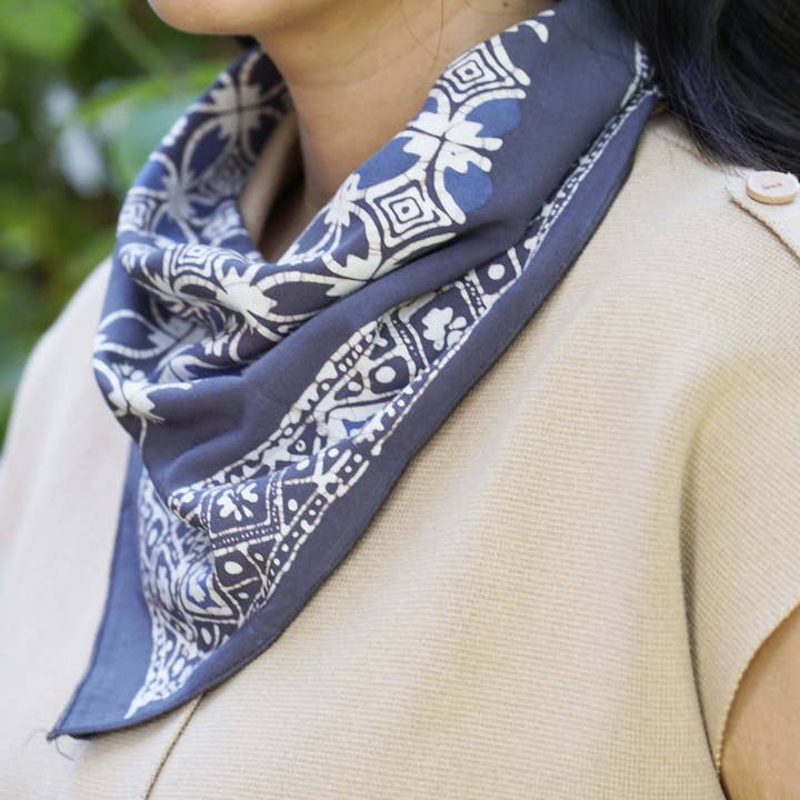 Kasih Co-op - Wholesale Bandana - Unisex - Batik Bandana - Soft Lightweight Cotton, Charcoal Gray, Men