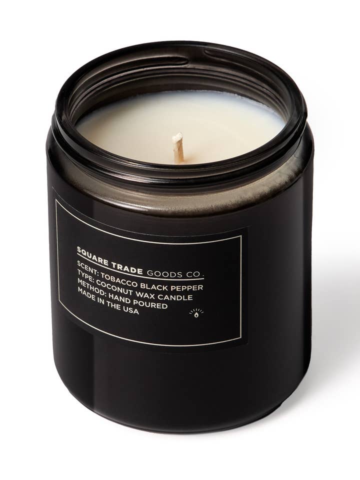 Vela de Tabaco y Pimienta Negra de 10 oz. para venta al por mayor de Square Trade Goods Co