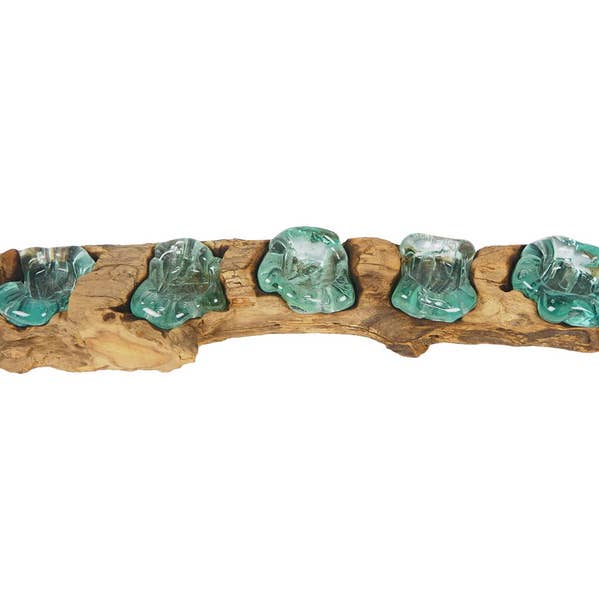 60cm Driftwood Table Piece With 5x Glass Tealight Holders for wholesale by Cubby House by Malmar