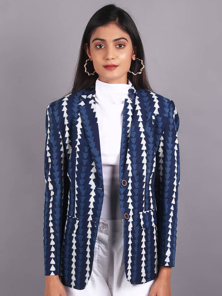 Indigo Blue Cotton Blazer (6) for wholesale by INDOPHILIA