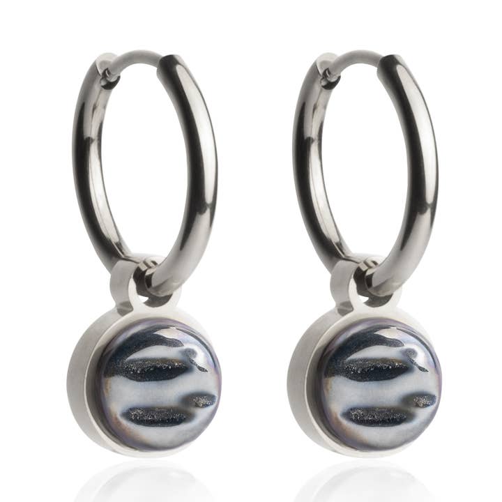 Créoles Mix & Match avec pendentif • argenté/gris hématite • 16 mm pour la vente par ALEXASCHA