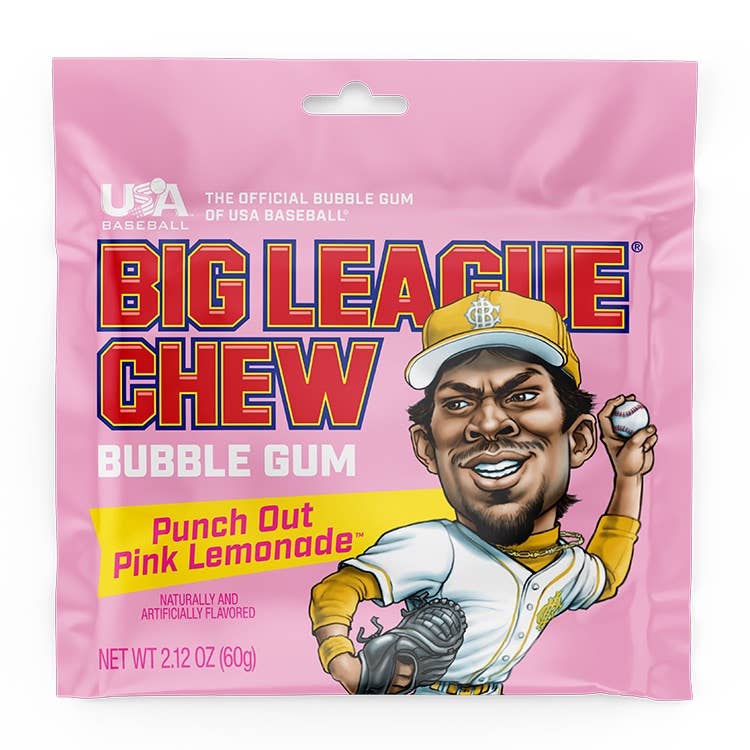 Grandpa Joe's Candy Shop - Wholesale Chewing Gum - Big League Chew Punch Out Pink Lemonade 2.12oz, 12ct1
