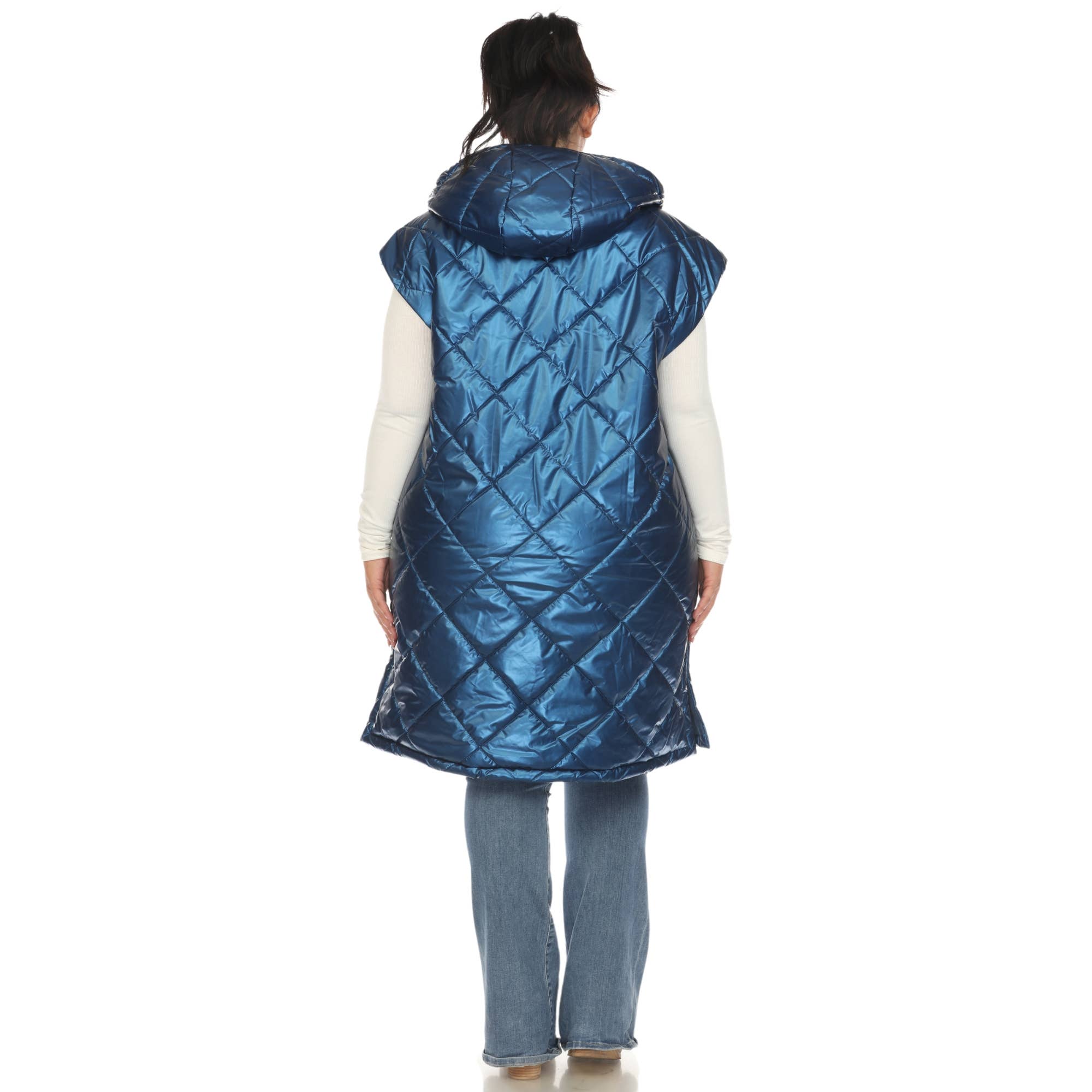 WHITE MARK - Wholesale Outerwear Vest - Women's - Plus Size Metallic Diamond Puffer Vest2