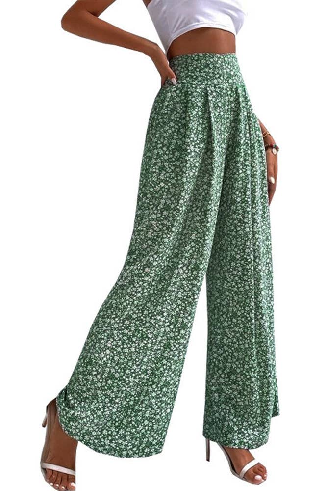 UNISHE - Wholesale Broek - Dames - Hoge Taille Wijde Pijpen Bloemenbroek ZK249110