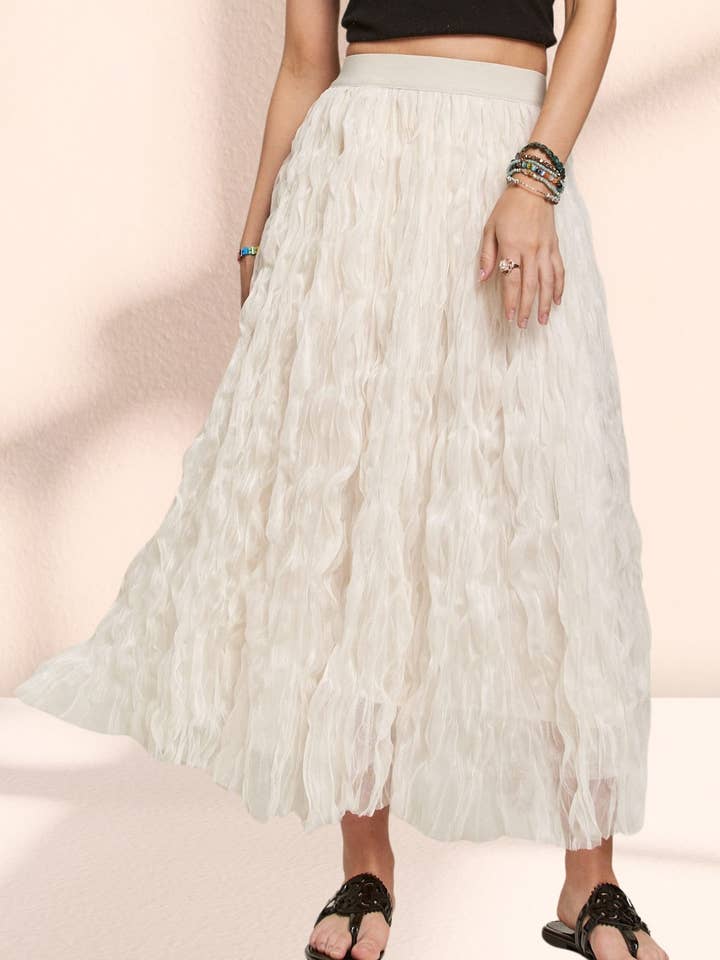 ADORA LA – wholesale Kjol - Dam – CES3645 - ELASTISK MIDJA MOLN FLUFFIG MAXI KJOL