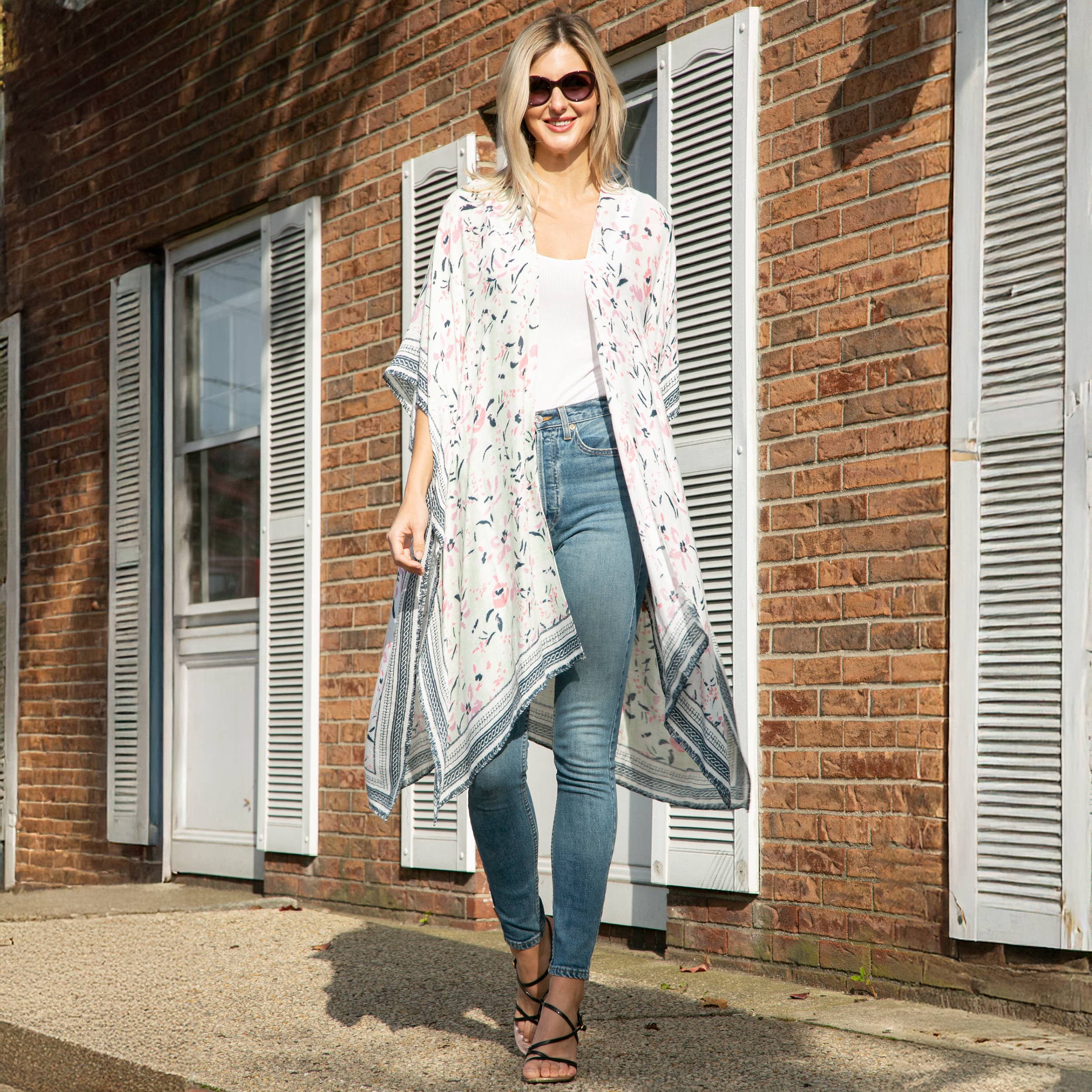 Hana - Vente Kimono – femme - Kimono d'été à imprimé floral multicolore21