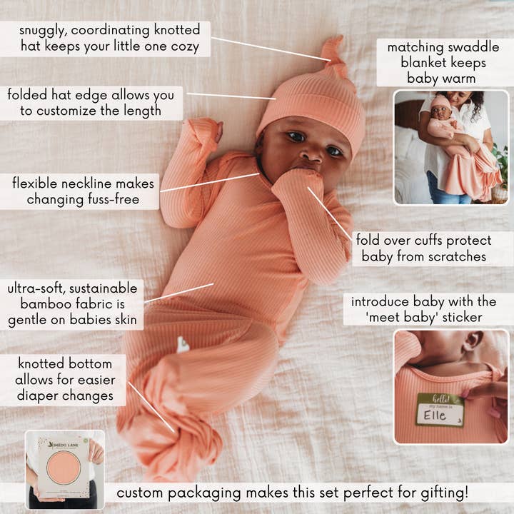 Shedo Lane - Wholesale Swaddle Set - Baby - Blushing Pink Bamboo Baby Swaddle 3 Piece Set2