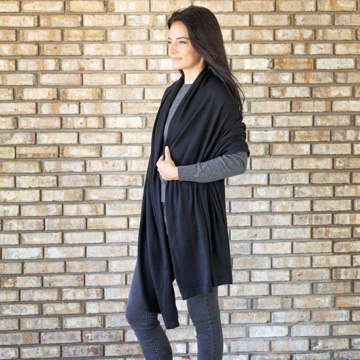 zestt organics - Wholesale Scarf - Women's - Dreamsoft Organic Cotton Travel Scarf - Black5