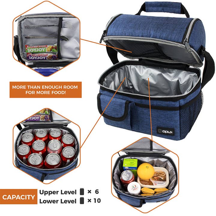 OPUX - Wholesale Lunch Bag/Box - Two-Sided Double Deck Insulated Lunch Box - 16 Cans33