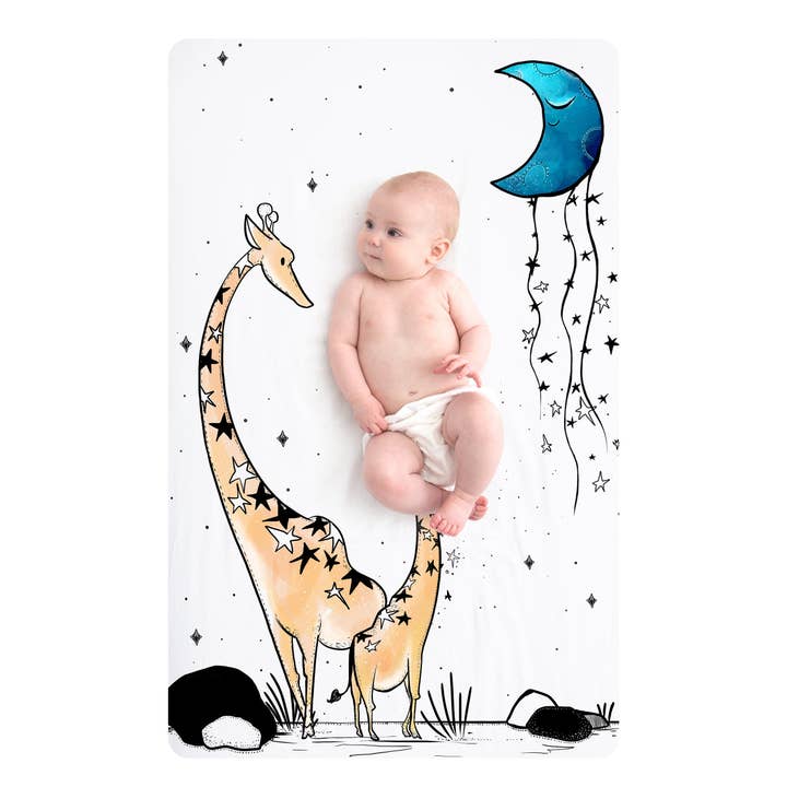 Jump Off Jo - Vente Drap pour berceau/lit pour bébé - Mini drap de berceau ajusté Giraffe & A Calf1