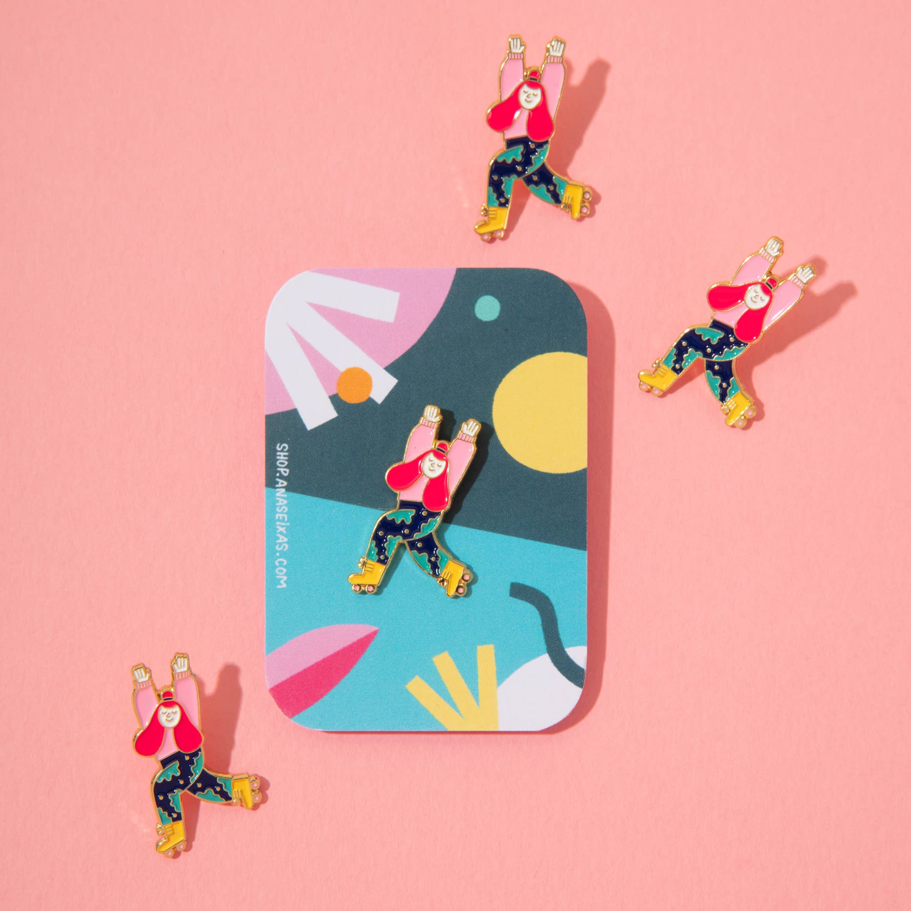 Ana Seixas – Engroshandel Reversnål/knap – Roller Skater emalje-pin2