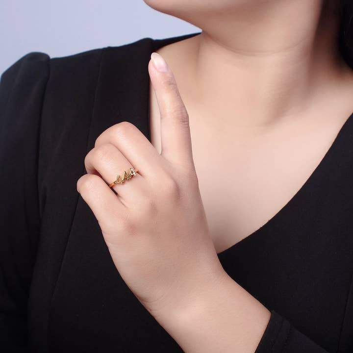 Aim Eternal - Wholesale Band/Stacked Ring - Dainty Angel Number Ring, Minimalist Gold Filled Ring Unisex11