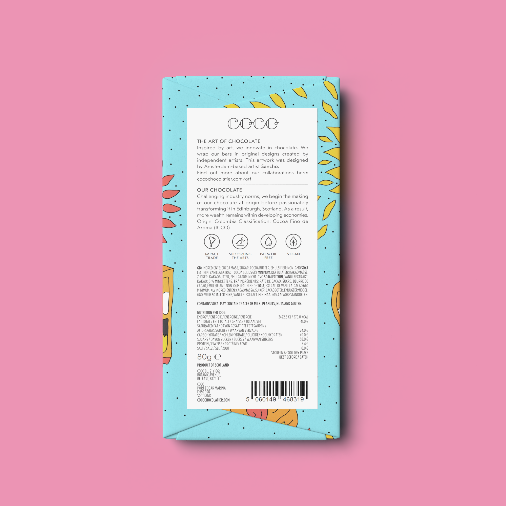 COCO Chocolatier [No duties when shipping to US!] - Wholesale Chocolate Bar - Colombian Dark Chocolate Bar 61% (Pack of 12)2