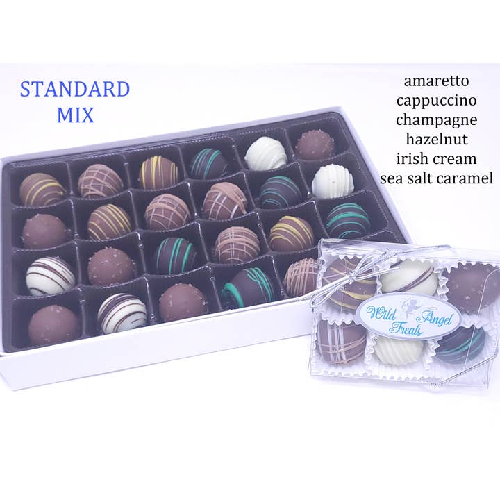 Wild Angel Treats, LLC - Wholesale Chocolate Box - Gourmet Chocolate Ganache Bite Size Truffles - Assorted1
