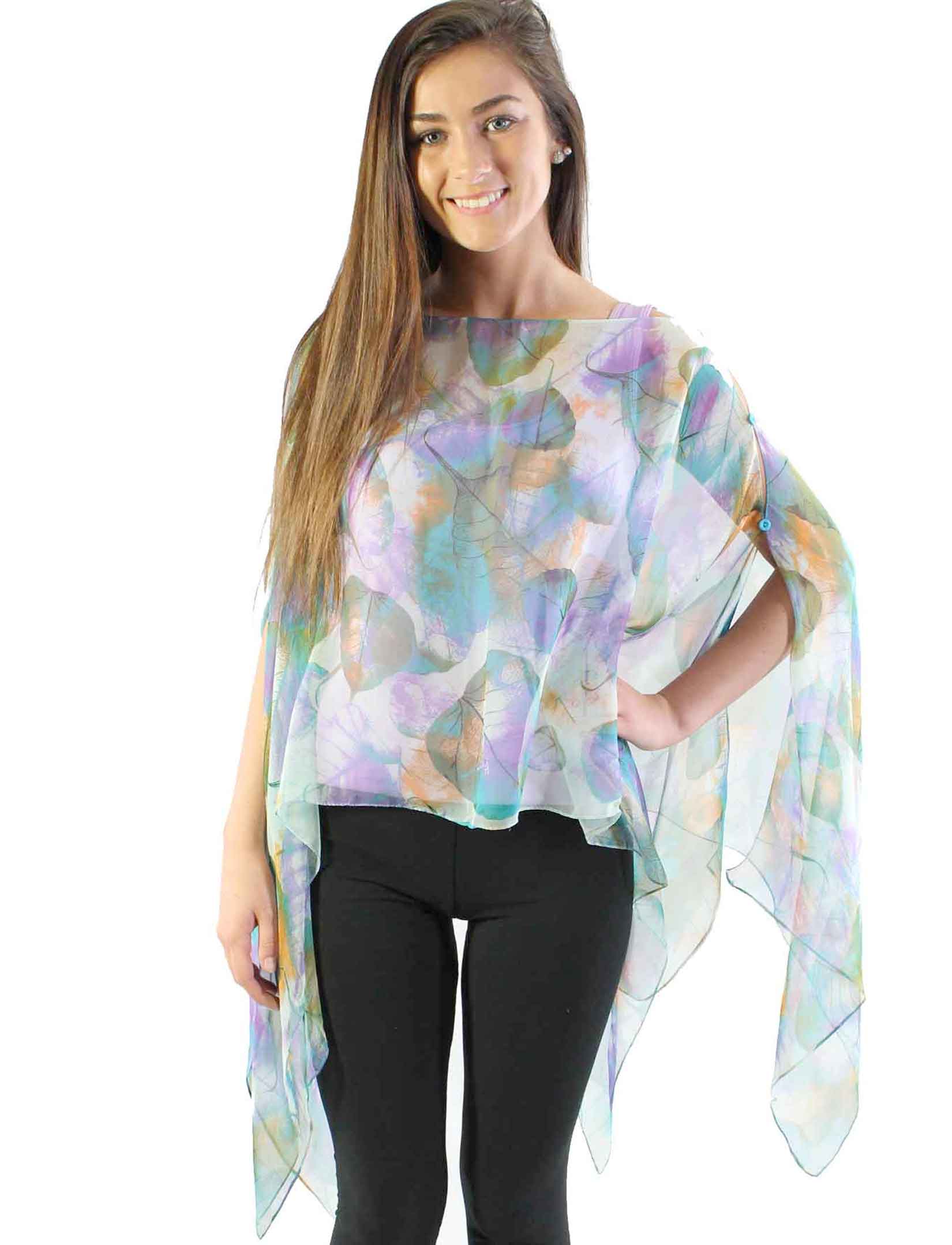 The Magic Scarf Company - Vendita all'ingrosso Poncho - Donna - Poncho/Cappa setosa con sei bottoni75