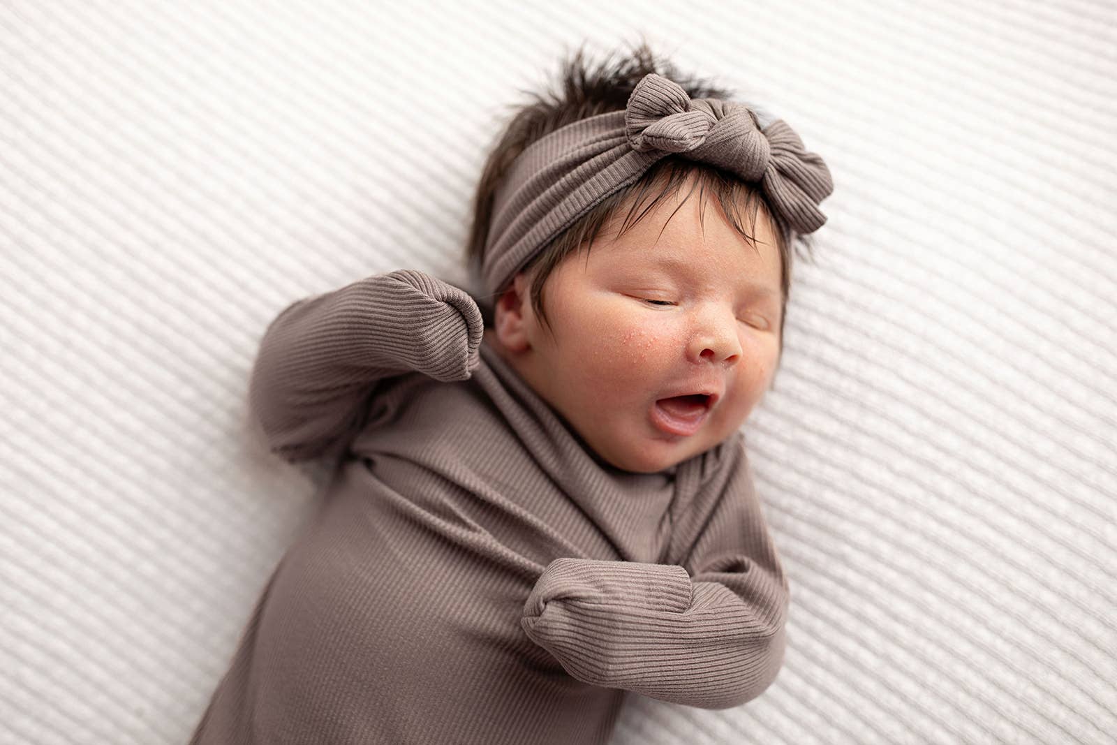 Three Little Tots - Wholesale Babygown - Baby - Cocoa Brown Ribbed Knotted Newborn Baby Gown sleepwear7
