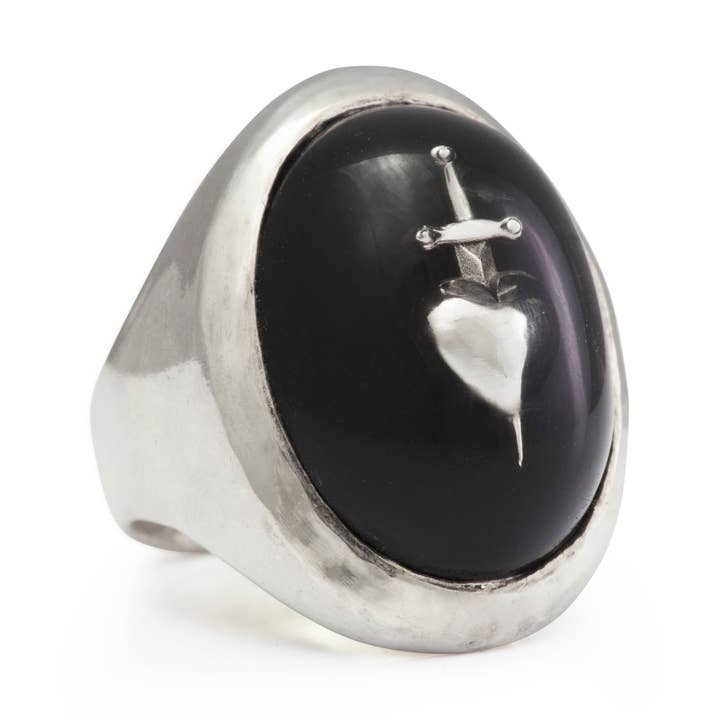 Anel de coração perfurado com espada preta por atacado de Alex Streeter