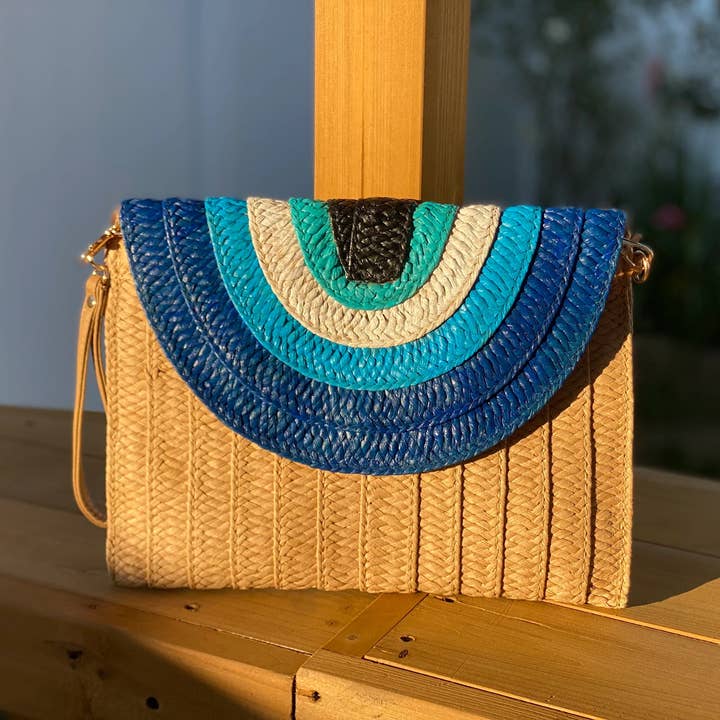 Hand Painted Rattan Clutch Bag for wholesale by Asena Dilara