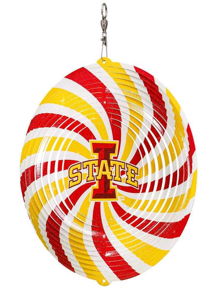 IOWA STATE "I STATE" MULTI Swirly Metal Wind Spinner for wholesale by SWEN Products