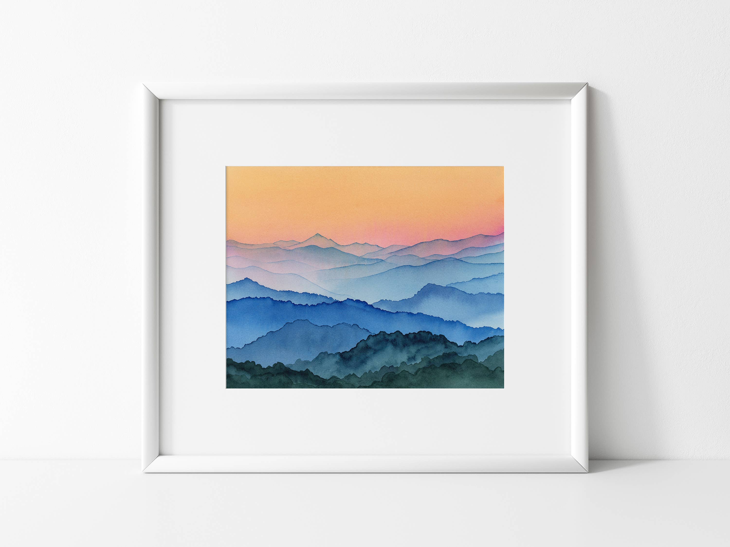 Shelby Thayne Art - Wholesale Art Print - Blue Ridge Mountains Sunrise Watercolor Fine Art Print
