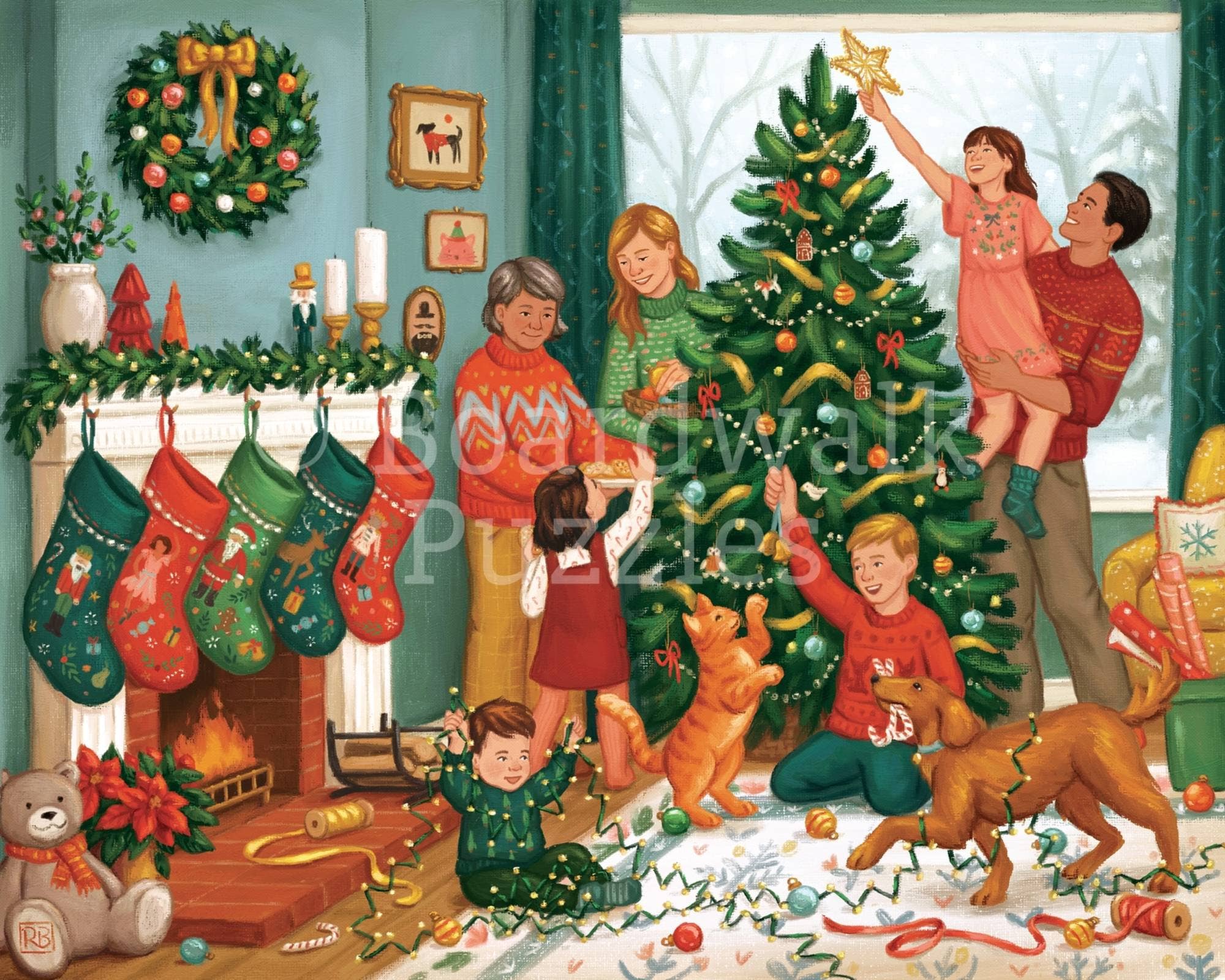 Boardwalk Puzzle Company - Wholesale Puzzle - Adult - Trimming the Tree - 1000 Piece1