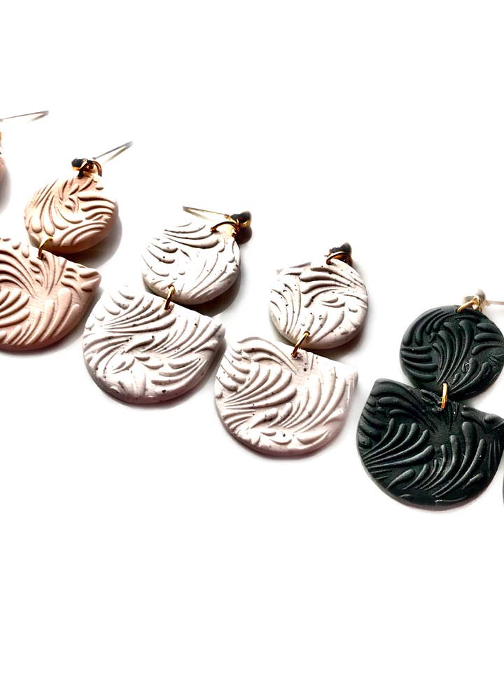 Black, White, or Tan Clay Earrings for wholesale by Clay by K