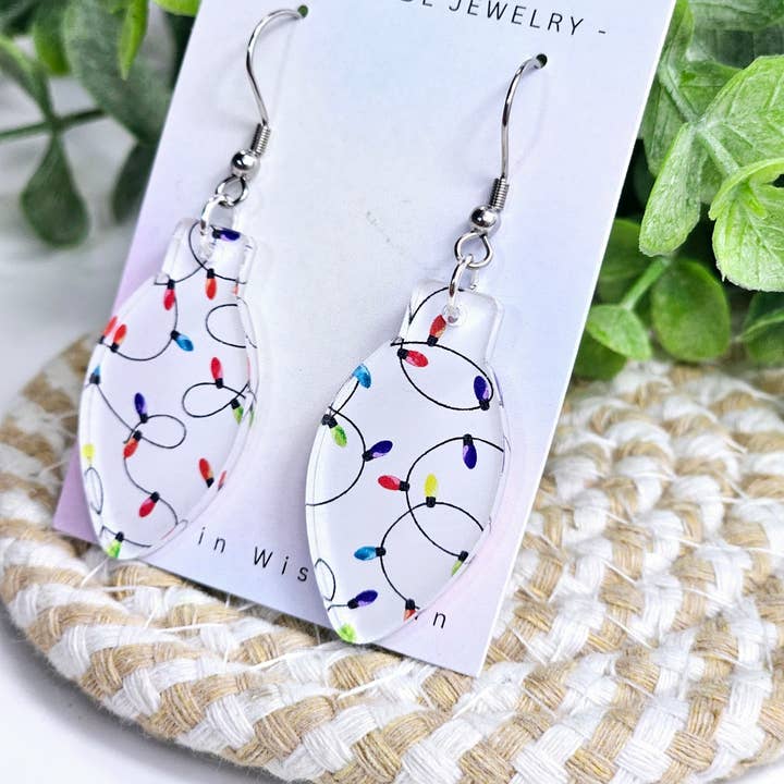 Jedi Woods LLC - Wholesale Dangle Earrings - Christmas Light Strings - Lightbulb Acrylic Earrings