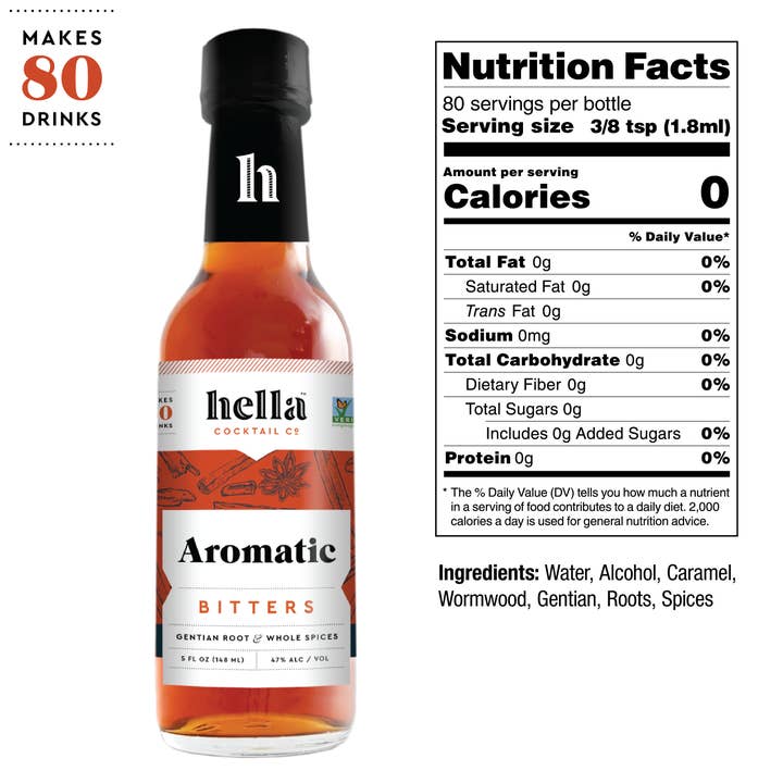 Hella Cocktail Co. - Wholesale Bitters - Cocktail Bitters: Aromatic, 5oz (Certified Non-GMO)2