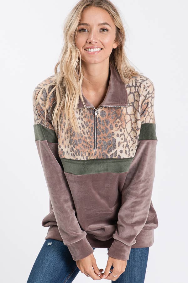 7th Ray - Wholesale Sweatshirt - Women's - Everyday Casual Half-Zip Activewear Sweatshirt T2733