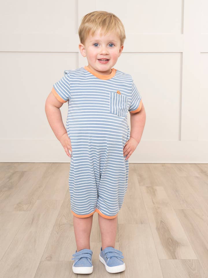 Marie Nicole Clothing - Wholesale Jumpsuit - Baby - Tennessee Garden Striped Romper