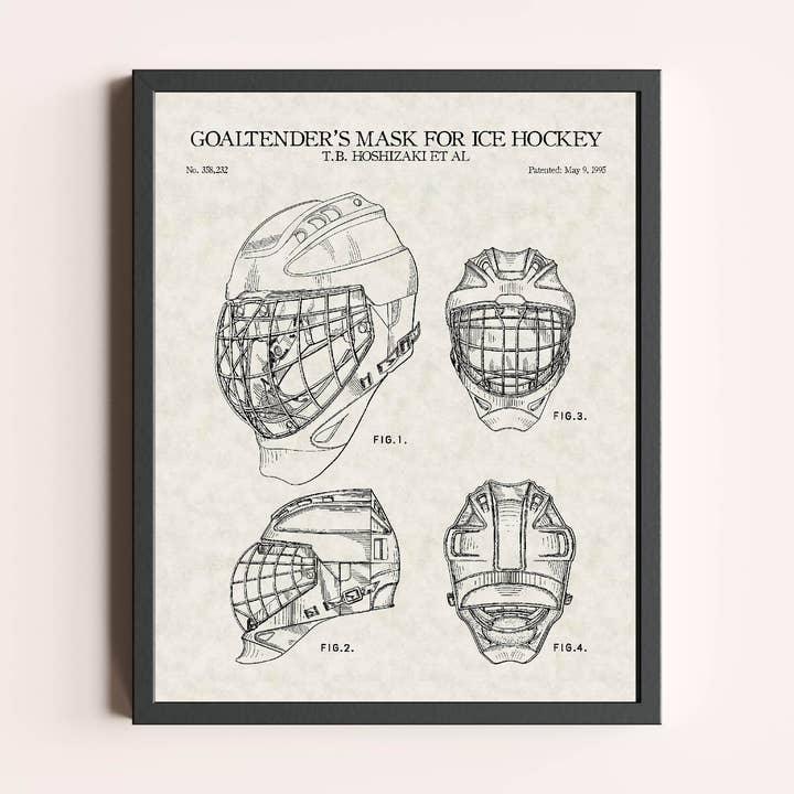 Hockey Modern Goalie Mask Patent Print for wholesale by Damon D Chan