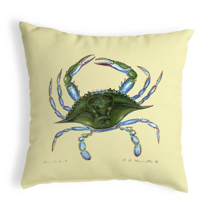 Blå krabba Kvinna Kudde för wholesale av Betsy Drake Interiors