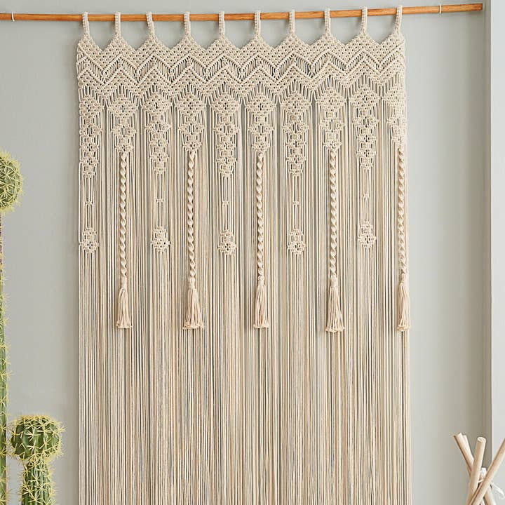 BeanDaikon - Wholesale Curtain - Macrame Boho Tassel Curtain C1613
