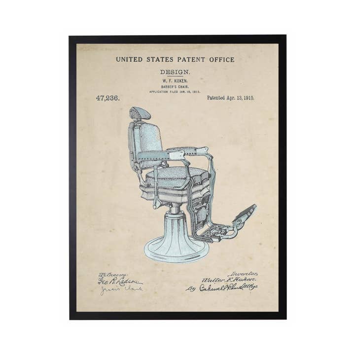 Akvarell Barbershop Stol Patent för wholesale av Antique Curiosities Inc