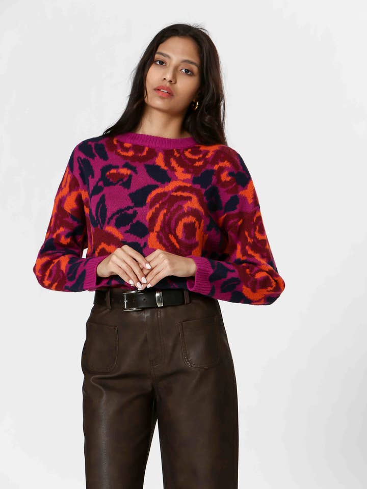 The Korner - USA - Vendita all'ingrosso Maglione tricot - Donna - T24203324 - Maglione da donna con stampa floreale0