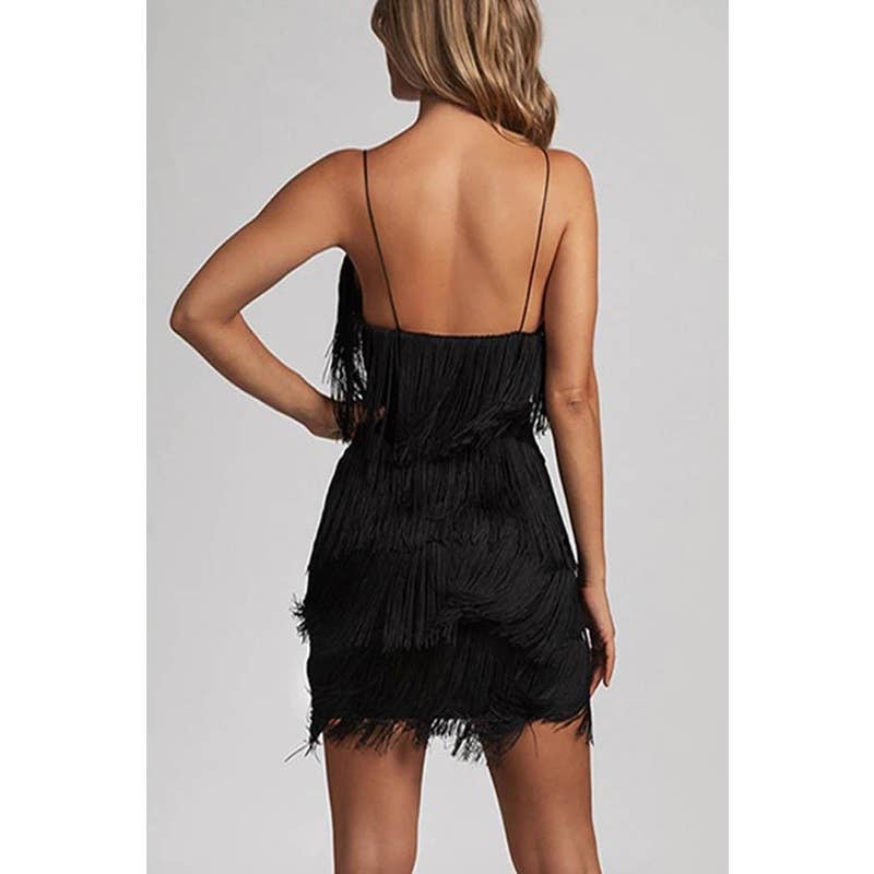 Paperdoll - Wholesale Dress - Women's -  FRINGE TASSEL CLUB PARTY PROM MINI DRESS 1