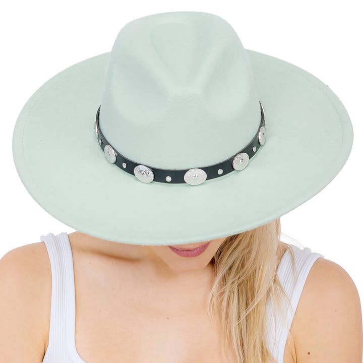 Cap Zone – Fedora - Mulher por atacado – Chapéu de Feltro Rancher de Aba Larga com Cinto de Conchas3