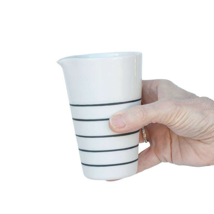 White porcelain handleless medium jug l Ambit Black Line for wholesale by Sue Ure Maison