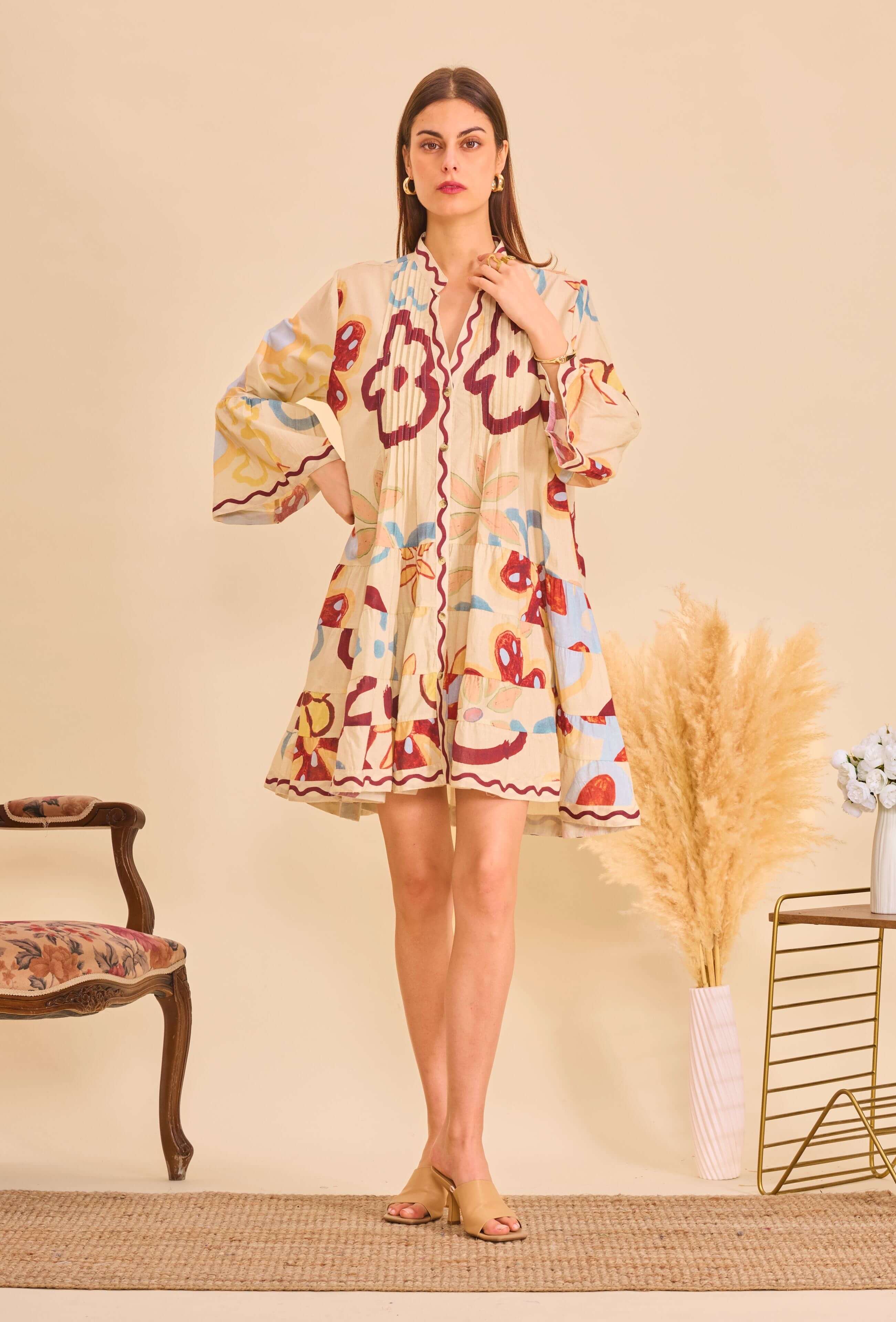 Beige short cotton dress - Orice for wholesale on Faire