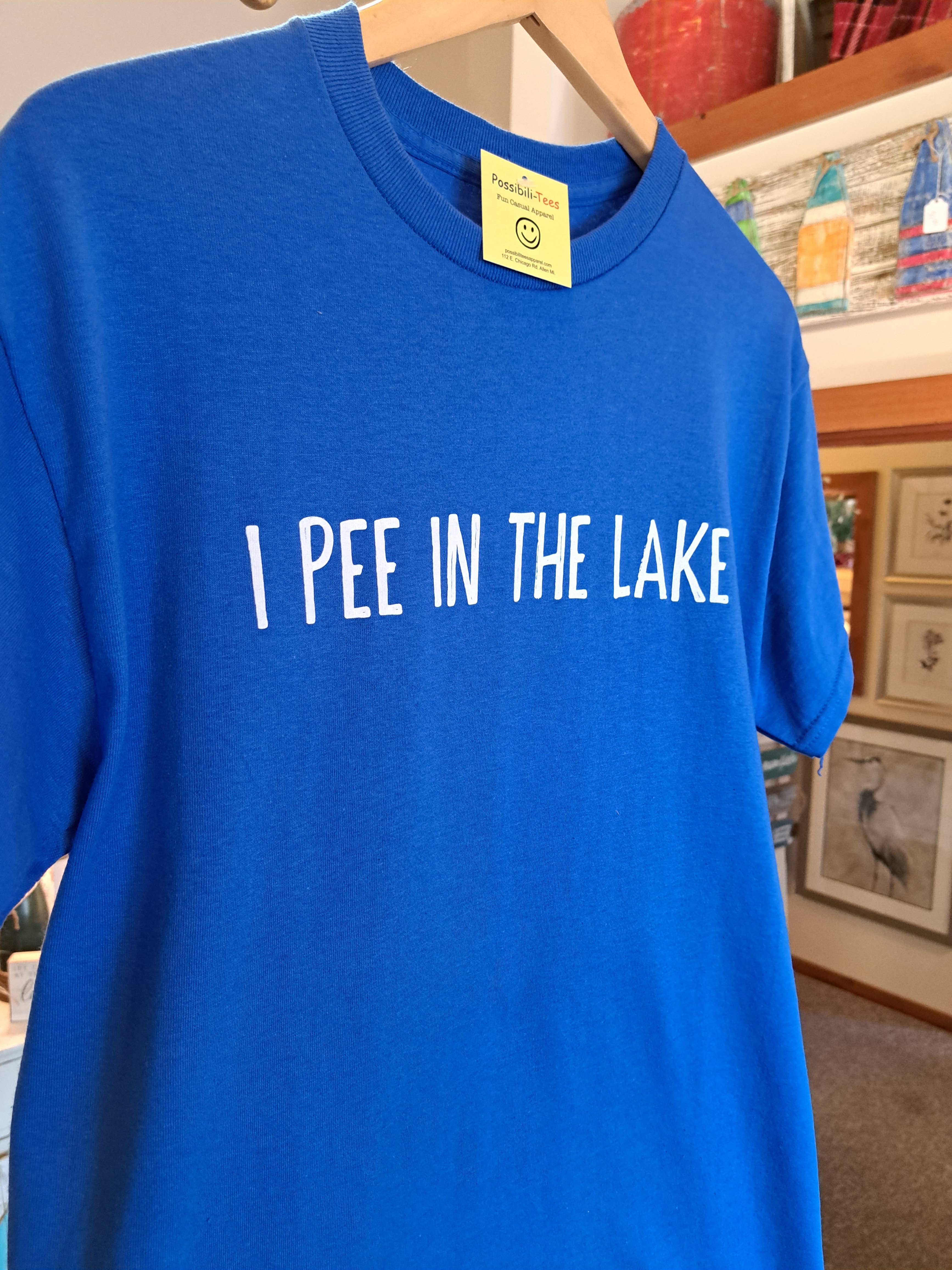 Lake It To The Limit and Possibili-Tees Apparel - Wholesale Screen Printed T-Shirt - Unisex - I Pee In The Lake - Royal3