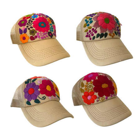 Lumily - Wholesale Trucker Hat - Women's - Tulum Hand-Embroidered Trucker Flower Hat - Mexico11
