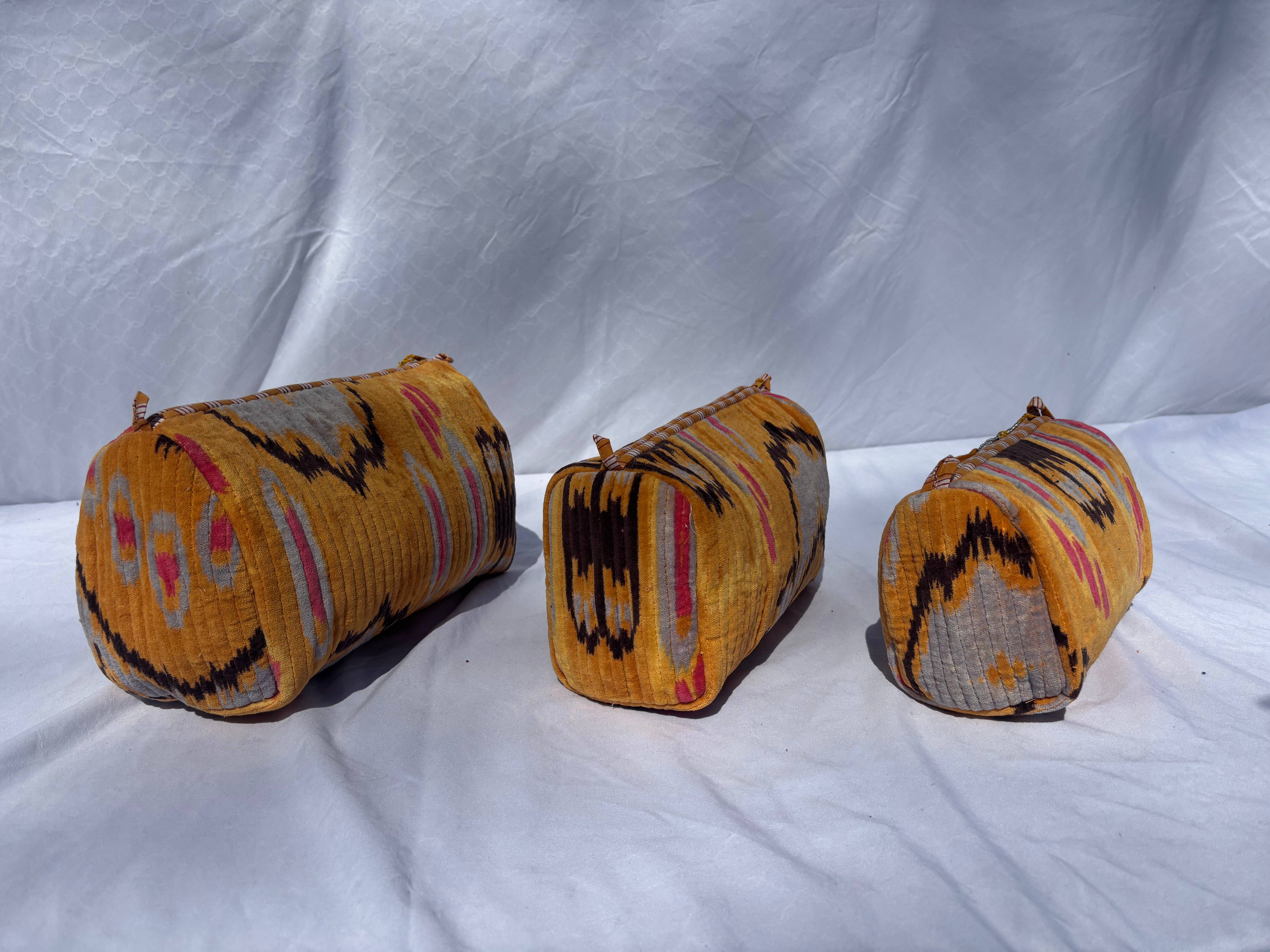 Tibet Handicrafts LLC - Wholesale Travel Set - Orange Velvet 3 Piece Travel Set3