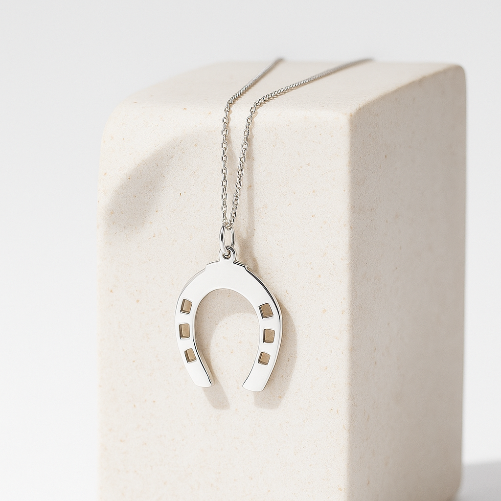 TALISMAN JEWELLERY (D&Fidanverdi, S.L.) - Wholesale Pendant/Charm Necklace - Rhodium-Plated Sterling Silver Horseshoe Pendant 9252