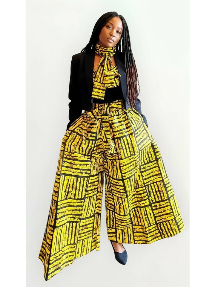 India Batik - Wholesale Pants - Women's - Women Palazzo Pant / Wide Leg Pant -PS13 Yellow0