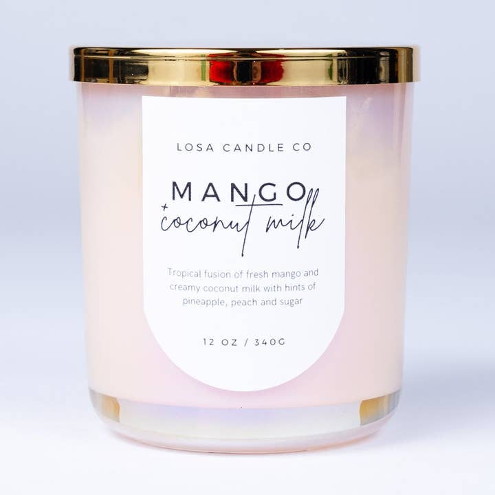 Vela de 12oz com Duplo Pavio e Aroma de Manga e Leite de Coco por atacado de LoSa Candles
